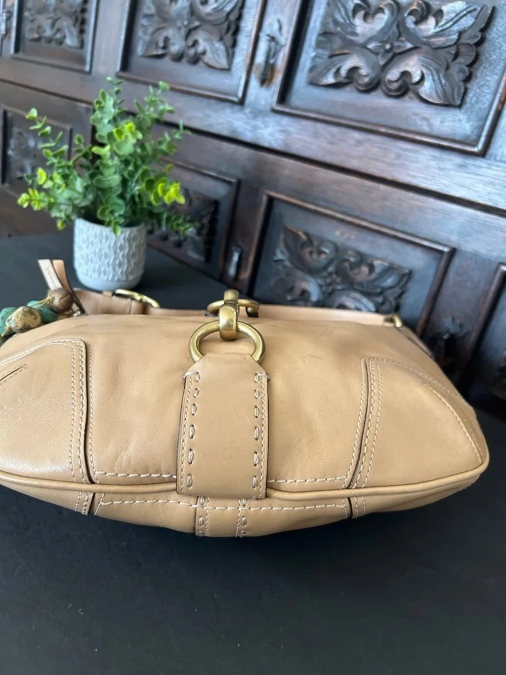 Y2K Vintage COACH Beige Hampton Soho Baguette Hobo Shoulder Bag